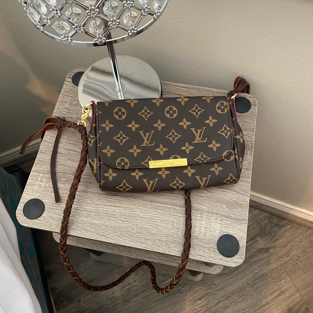 Classic Monogram Crossbody Bag with real leather strap